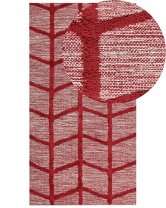 Beliani, Teppich aus Baumwolle Modern SIVAS Teppich aus Baumwolle Modern SIVAS, Beliani - Teppich aus Baumwolle Modern SIVAS, 80X150CM, Rot Bunt