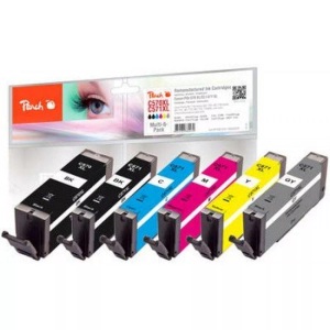 Peach, Peach Spar Pack mit grau Tintenpatronen XL-Ergiebigkeit, kompatibel zu Canon PGI-570XL, CLI-571XL, Peach C570 XL 6 Druckerpatronen XL (bk, bkph, gy, c/m/y) ersetzt Canon PGI-570XL, CLI-571XL für z.B. Canon Pixma TS 5050, Canon Pixma TS 6050