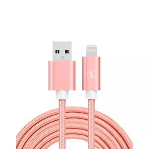 B2X, B2X - USB-auf-Lightning-Kabel, 2,4 A, 3 m, Nylon ? Pink, 3 Monate