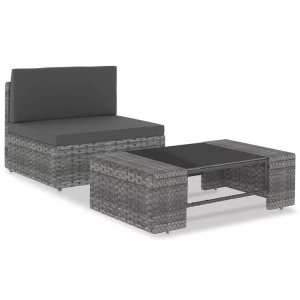 Diverse Hardware, 2-tlg. Garten-Lounge-Set Poly Rattan Grau