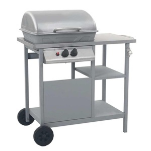 Diverse Hardware, Gasgrill mit Beistelltisch auf 3 Ebenen Silbern, 