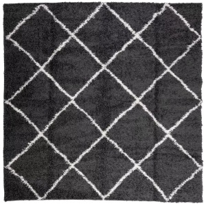 vidaXL, vidaXL Teppich Shaggy Hochflor Modern Schwarz und Creme 240x240 cm