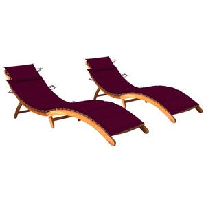 vidaXL, vidaXL Sonnenliegen 2 Stk. mit Auflagen Massivholz Akazie, vidaXL Sonnenliegen 2 Stk. mit Auflagen Massivholz Akazie