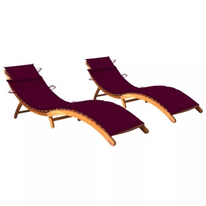 vidaXL, vidaXL Sonnenliegen 2 Stk. mit Auflagen Massivholz Akazie, vidaXL Sonnenliegen 2 Stk. mit Auflagen Massivholz Akazie