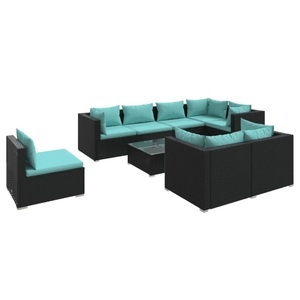 vidaXL, vidaXL 9-tlg. Garten-Lounge-Set mit Kissen Poly Rattan Schwarz, 