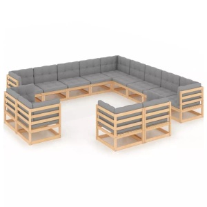 vidaXL, vidaXL 13-tlg. Garten-Lounge-Set mit Kissen Kiefer Massivholz, vidaXL 13-tlg. Garten-Lounge-Set mit Kissen Massivholz Kiefer