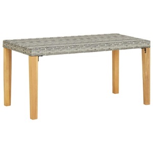 Diverse Hardware, Gartenbank 120 cm Grau Poly Rattan und Massivholz Akazie