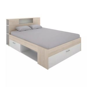 Vente-unique, Bett mit Stauraum Schubladen Naturfarben LEANDRE Bett mit Stauraum Schubladen Naturfarben LEANDRE