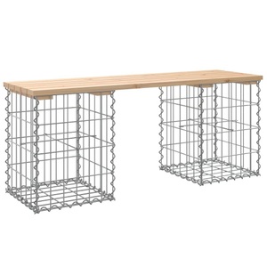 vidaXL, vidaXL Gartenbank aus Gabionen 103x31x42 cm Massivholz Kiefer