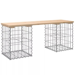 vidaXL, vidaXL Gartenbank aus Gabionen 103x31x42 cm Massivholz Kiefer, vidaXL Gartenbank aus Gabionen 103x31x42 cm Massivholz Kiefer