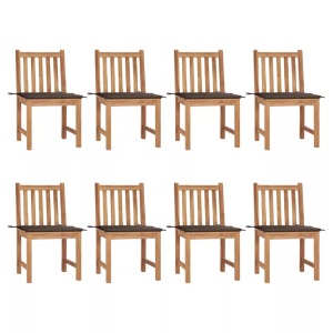 vidaXL, vidaXL Gartenstühle 8 Stk. mit Kissen Massivholz Teak, vidaXL Gartenstühle 8 Stk. mit Kissen Massivholz Teak