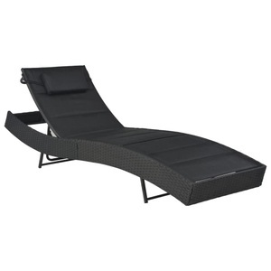 Diverse Hardware, Sonnenliege Poly Rattan und Textilene Schwarz