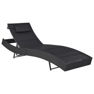 Diverse Hardware, Sonnenliege Poly Rattan und Textilene Schwarz, vidaXL Sonnenliege Poly Rattan und Textilene Schwarz