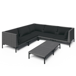 vidaXL, vidaXL 6-tlg. Garten-Lounge-Set mit Auflagen Poly Rattan Dunkelgrau