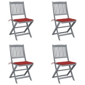 vidaXL, vidaXL Klappbare Gartenstühle 4 Stk. mit Kissen Massivholz Akazie