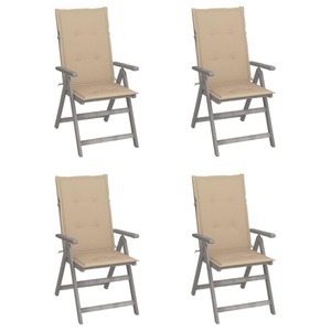 vidaXL, vidaXL Verstellbare Gartenstühle 4 Stk. mit Auflagen Massivholz Akazie
