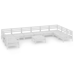 vidaXL, vidaXL 11-tlg. Garten-Lounge-Set Weiß Massivholz Kiefer, 