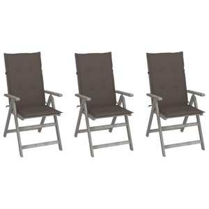 vidaXL, vidaXL Verstellbare Gartenstühle 3 Stk. mit Auflagen Massivholz Akazie, 