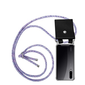 Cadorabo, Cadorabo Handy Kette für Huawei P30 in UNICORN - Silikon Necklace Umhänge Hülle mit Silber Ringen, Kordel Band Schnur und abnehmbarem Etui - Schutz..., Cadorabo - Handy Kette für Huawei P30 Silikon mit Silbernen Ringen, Lila