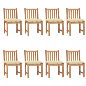 vidaXL, vidaXL Gartenstühle 8 Stk. mit Kissen Massivholz Teak, vidaXL Gartenstühle 8 Stk. mit Kissen Massivholz Teak