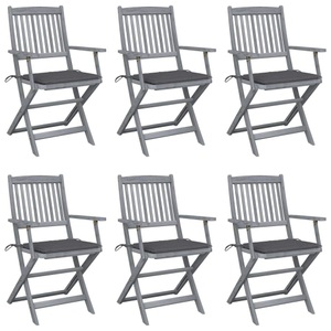 vidaXL, vidaXL Klappbare Gartenstühle 6 Stk. mit Sitzkissen Massivholz Akazie
