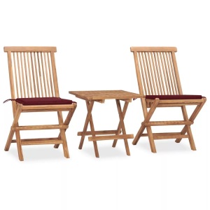 vidaXL, vidaXL 3-tlg. Garten-Essgruppe mit Kissen Klappbar Massivholz Teak, vidaXL 3-tlg. Garten-Essgruppe mit Kissen Klappbar Massivholz Teak