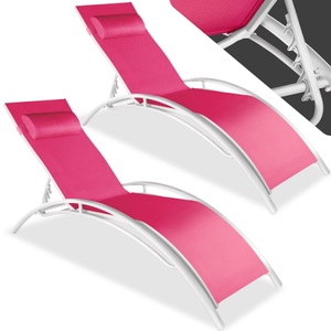 TecTake, 2 Gartenliegen aus Aluminium, 5-stufig 2 Gartenliegen aus Aluminium, 5-stufig, 