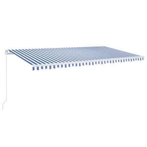 vidaXL, vidaXL Gelenkarmmarkise Einziehbar mit LED 600x350 cm Blau und Weiß, vidaXL Markise Manuell Einziehbar mit LED 600x350 cm Blau und Weiß