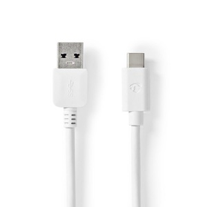 Nedis, USB-Kabel | USB 3.2 Gen 1 | USB-A Stecker | USB-C? Stecker | 60 W | 5 Gbps | Vernickelt | 2,00 m | Rund | PVC | Weiß | Box