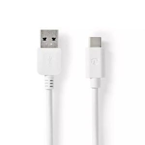 Nedis, USB-Kabel | USB 3.2 Gen 1 | USB-A Stecker | USB-C? Stecker | 60 W | 5 Gbps | Vernickelt | 2,00 m | Rund | PVC | Weiß | Box