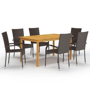 vidaXL, vidaXL 7-tlg. Garten-Essgruppe Braun, vidaXL 7-tlg. Garten-Essgruppe Braun