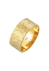 Kuzzoi, Ring Bandring Organic Struktur 925 Silber Unisex Gold 64mm, Kuzzoi - Ring Bandring Organic Struktur 925 Silber, 64mm, Gold