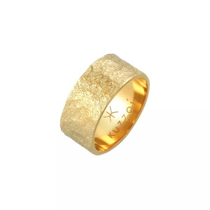 Kuzzoi, Ring Bandring Organic Struktur 925 Silber Unisex Gold 64mm, Kuzzoi - Ring Bandring Organic Struktur 925 Silber, 64mm, Gold