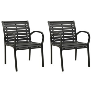 vidaXL, vidaXL Gartenstühle 2 Stk. Stahl und WPC Schwarz, vidaXL Gartenstühle 2 Stk. Stahl und WPC Schwarz