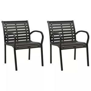 vidaXL, vidaXL Gartenstühle 2 Stk. Stahl und WPC Schwarz, vidaXL Gartenstühle 2 Stk. Stahl und WPC Schwarz