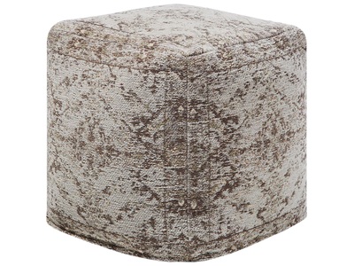 Beliani, Beliani Pouf grau/beige 42 x 42 cm MEERUT, Beliani - Pouf aus Baumwolle Boho MEERUT, One Size, Taupe