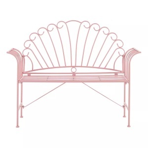 Beliani, Beliani Gartenbank rosa Metall 125 cm Cavinia, Beliani - Gartenbank aus Eisen Retro CAVINIA, One Size, Pink