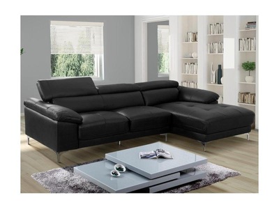 Vente-unique, Ecksofa Leder - Ecke Rechts - Schwarz - SOLANGE Ecksofa Leder - Ecke Rechts - Schwarz - SOLANGE, 