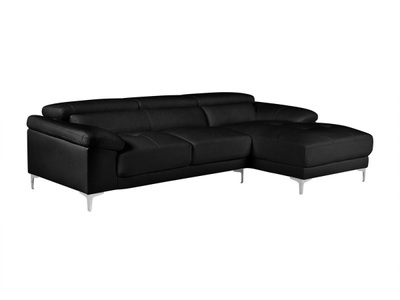 Vente-unique, Ecksofa Leder - Ecke Rechts - Schwarz - SOLANGE Ecksofa Leder - Ecke Rechts - Schwarz - SOLANGE, 