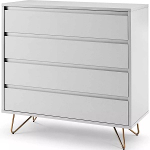 mutoni casual, Kommode matt weiss 90x90, Kommode 4 Schubladen weiss gold 90