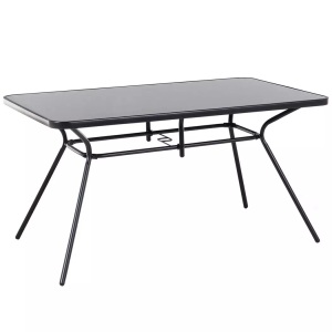 Beliani, Gartentisch Stahl schwarz 140 x 80 cm LI, Beliani - Gartentisch aus Stahl Minimalistisch LIVO, One Size, Schwarz