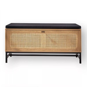 Casâme, Bank mit Schuhablage und Rattanfront Bank mit Schuhablage und Rattanfront, Calicosy - Bank mit Schuhablage und Rattanfront L100 cm, One Size, Eiche