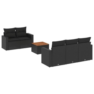 vidaXL, vidaXL 6-tlg. Garten-Sofagarnitur mit Kissen Schwarz Poly Rattan, vidaXL 6-tlg. Garten-Sofagarnitur mit Kissen Schwarz Poly Rattan