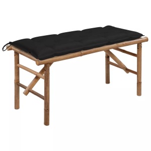vidaXL, vidaXL Klappbare Gartenbank mit Auflage 118 cm Bambus, vidaXL Klappbare Gartenbank mit Auflage 118 cm Bambus