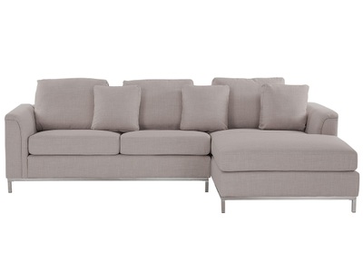 Beliani, Beliani Ecksofa Polsterbezug beige linksseitig OSLO, Beliani - Linksseitiges Ecksofa aus Polyester Klassisch OSLO, One Size, Perle