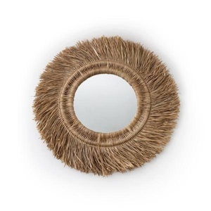 LA REDOUTE INTERIEURS, Spiegel Loully, Rattan und Sisal, La Redoute Intérieurs - Runder Spiegel aus Gräsern Durchmesser 100 cm, One Size, Nebelblau