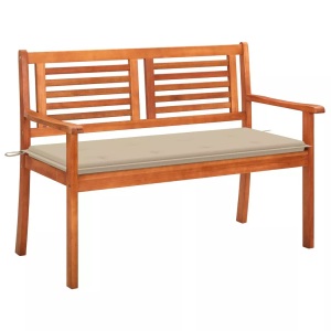 vidaXL, vidaXL 2-Sitzer-Gartenbank mit Auflage 120 cm Massivholz Eukalyptus, vidaXL 2-Sitzer-Gartenbank mit Auflage 120 cm Massivholz Eukalyptus