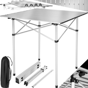 TecTake, Camping Klapptisch Aus Aluminium Inkl. Tasche 70x70x70cm Unisex Grau 70 CM, Tectake - Camping Klapptisch aus Aluminium inkl. Tasche 70x70x70cm, 70 CM, Grau