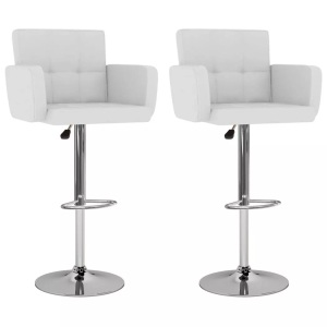 vidaXL, vidaXL Barhocker 2 Stk. Weiß Kunstleder, vidaXL Barhocker 2 Stk. Weiß Kunstleder
