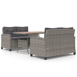 vidaXL, vidaXL 3-tlg. Garten-Essgruppe Poly Rattan & Massivholz Akazie
